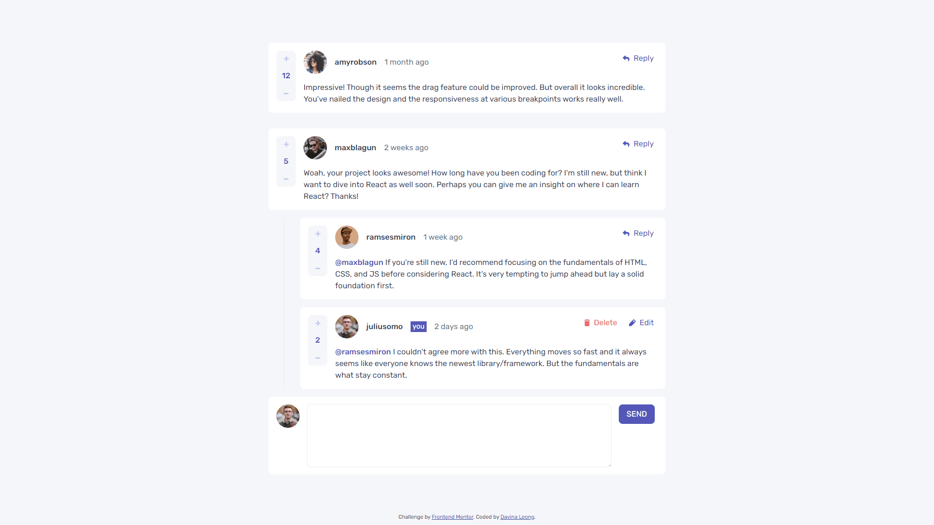 Interactive Comments Section