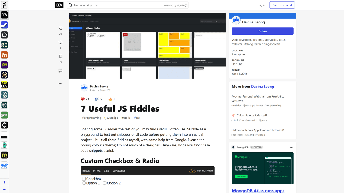 7 Useful JS Fiddles on DEV.to