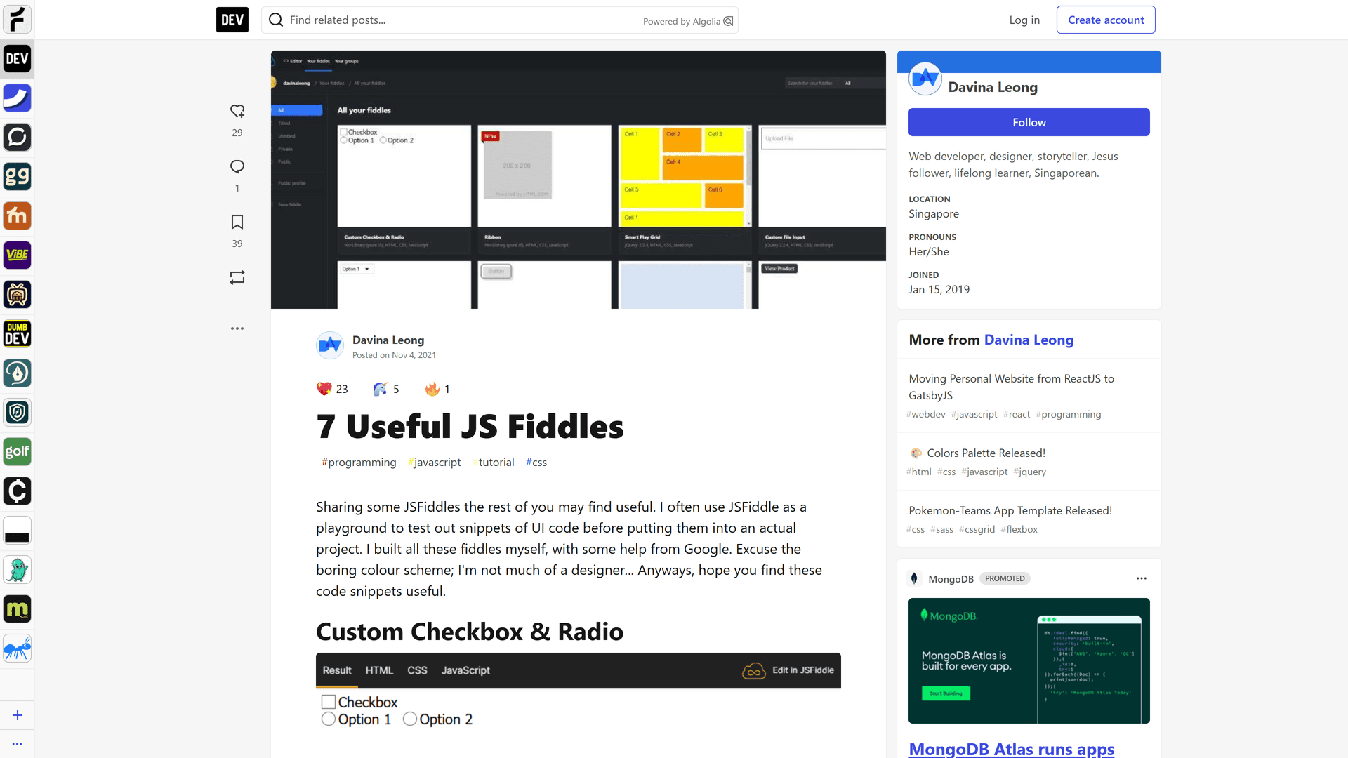 7 Useful JS Fiddles on DEV.to