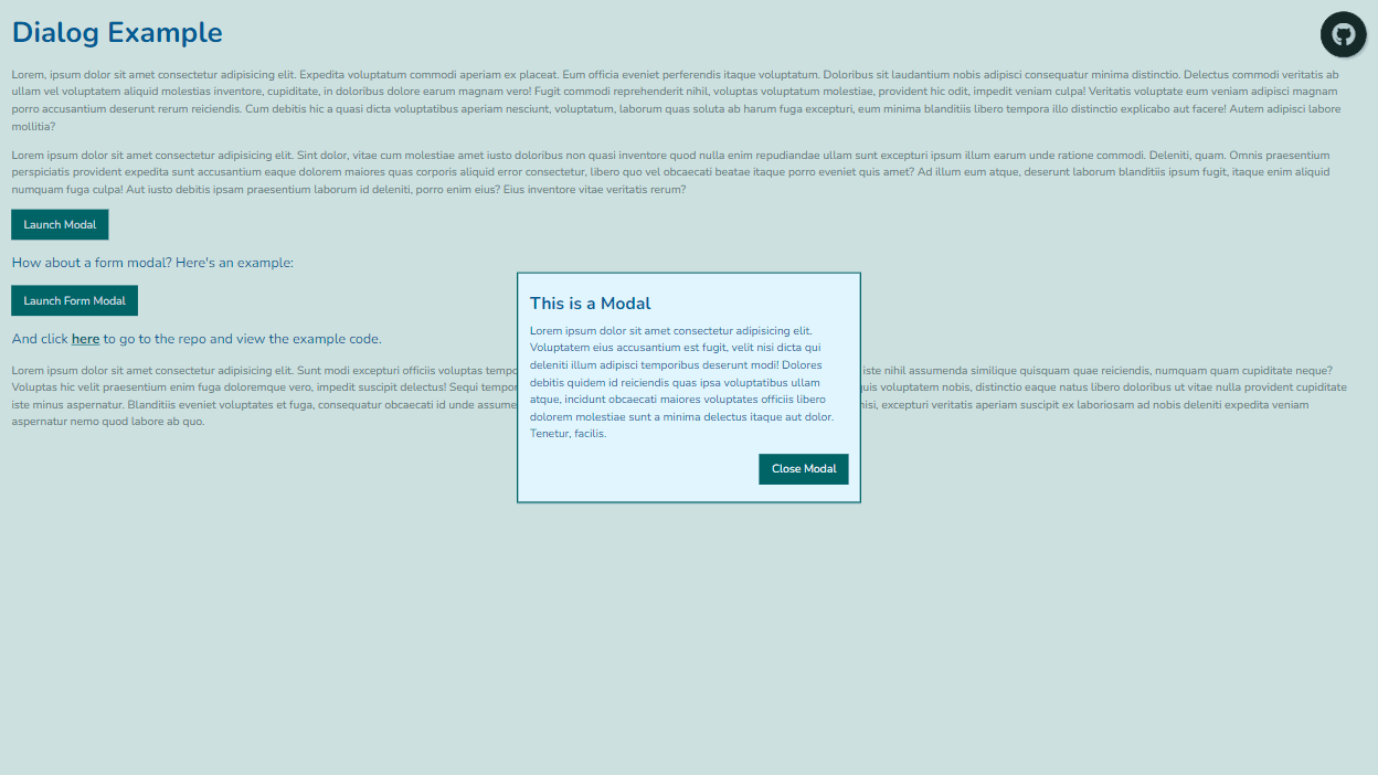 New Dialog Element Example